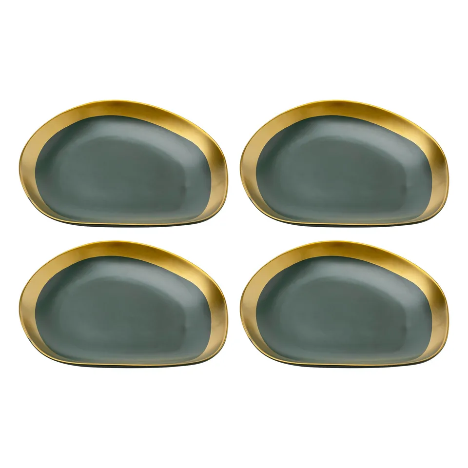 kare-design-teller-vibrations-speiseteller-set-4-teilig-gr-n-gold-27-cm-steinzeu image 1