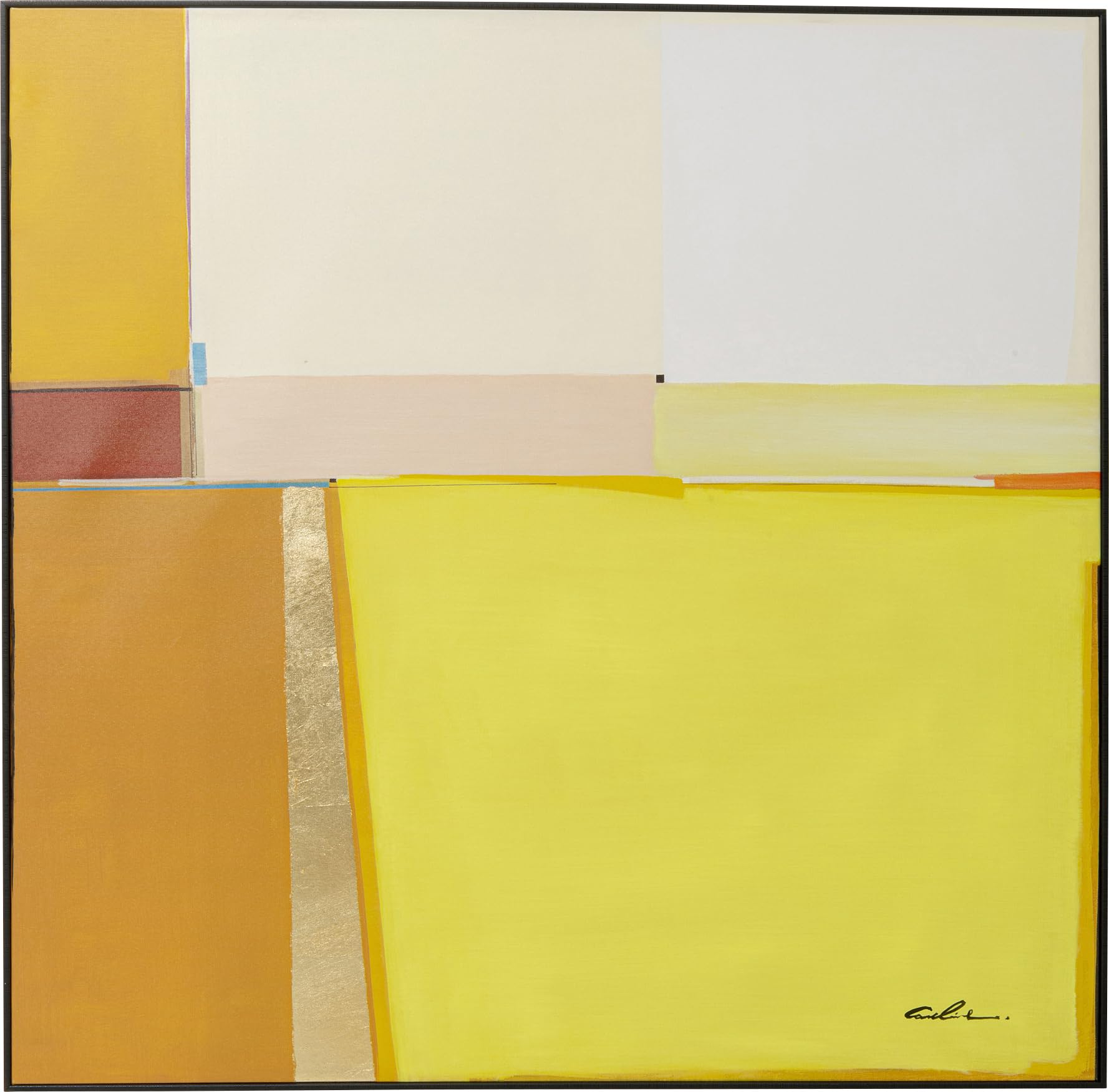 kare-design-bild-mit-rahmen-abstract-shapes-gelb-113x113cm-quadratisches-leinwan image 1