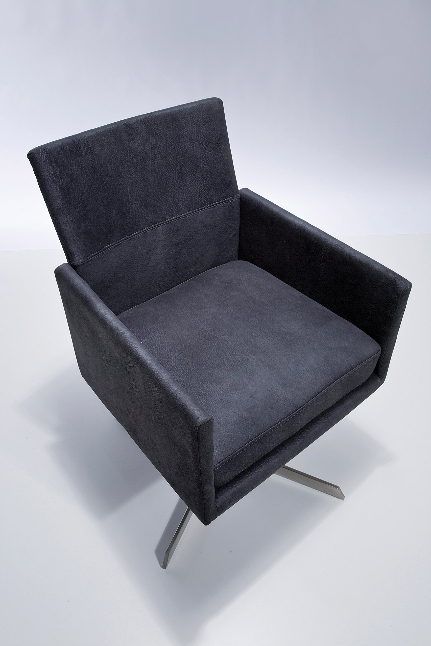 kare-design-stuhl-dialog-drehstuhl-grau-polster-drehstuhl-velour-optik-edelstahl image 6