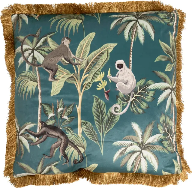 kare-design-jungle-fever-dekokissen-55x55-cm-mehrfarbig-mit-fransen image 1