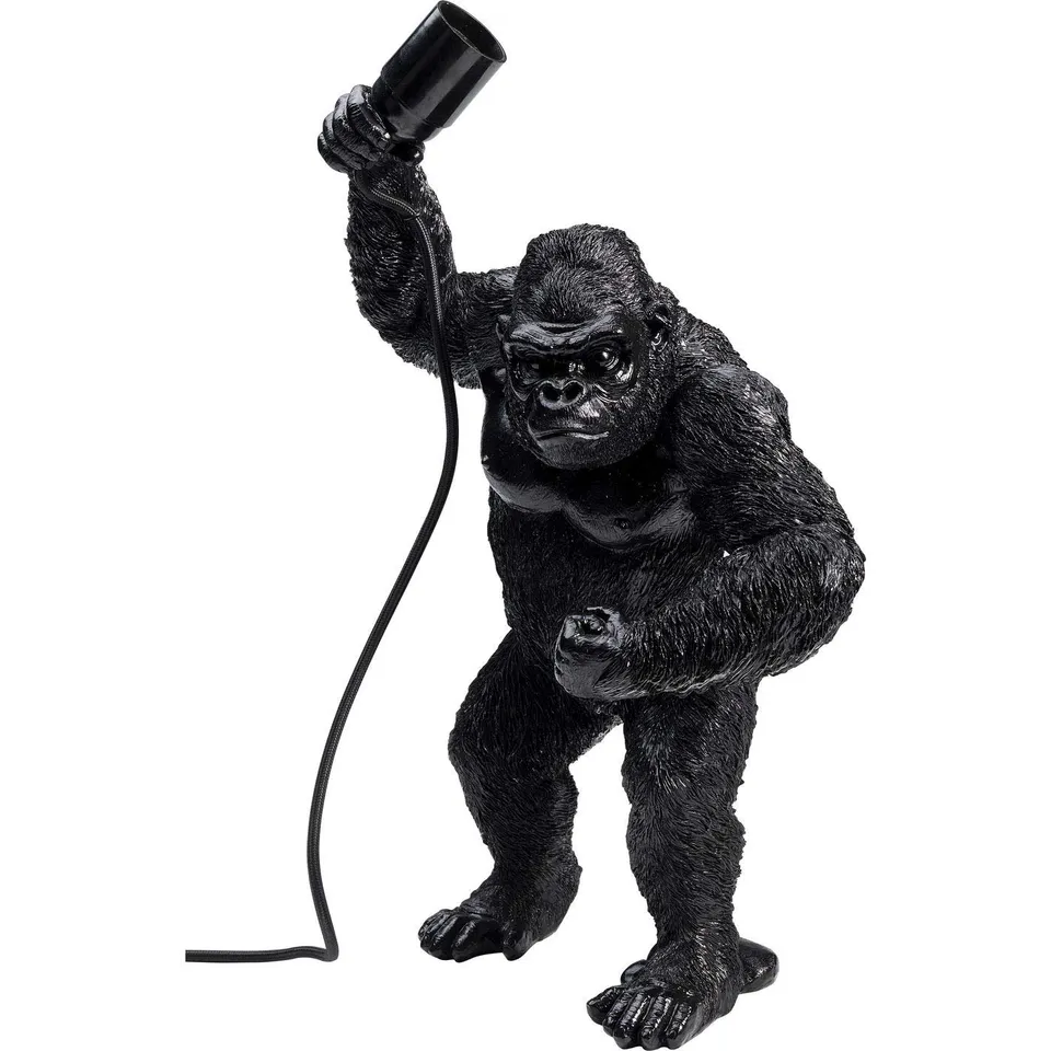 kare-design-tischleuchte-gorille-schwarz-gorilla-leuchte-aus-kunststein image 1