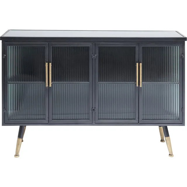 kare-design-la-gomera-sideboard-4-t-ren-tv-board-120x35x75-cm-stahl-schwarz-mit- image 1