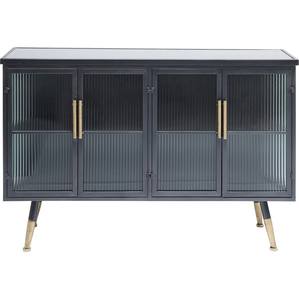 kare-design-la-gomera-sideboard-4-t-ren-tv-board-120x35x75-cm-stahl-schwarz-mit- image 1