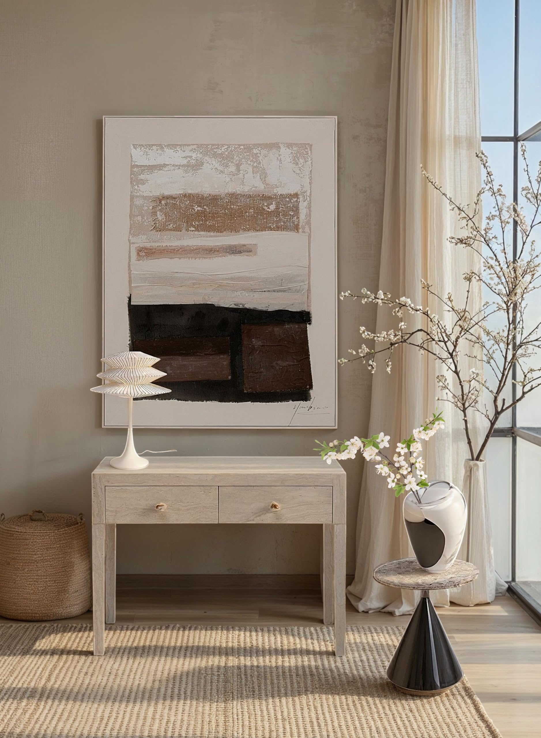 kare-design-konsole-travertino-drawers-100x77x40-cm-beige-mit-2-schubladen image 2