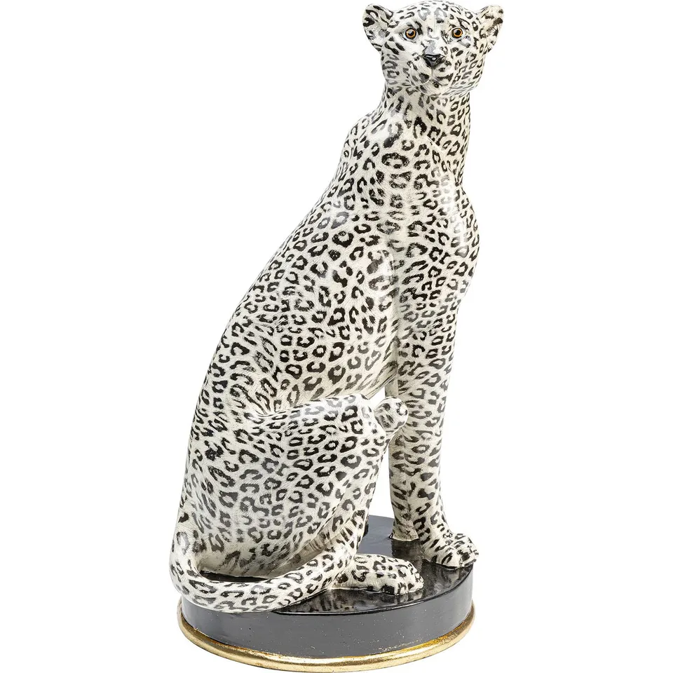 kare-design-deko-figur-cheetah-silber-54x30x26-cm-gepard-skulptur-auf-sockel image 1