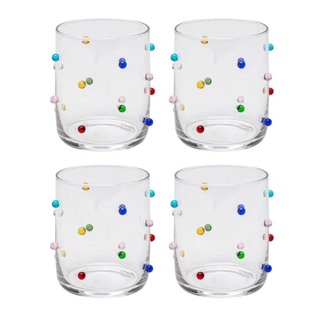 kare-design-glas-dots-gl-ser-set-4-teilig-bunt-305-ml-3d-punkte image 1