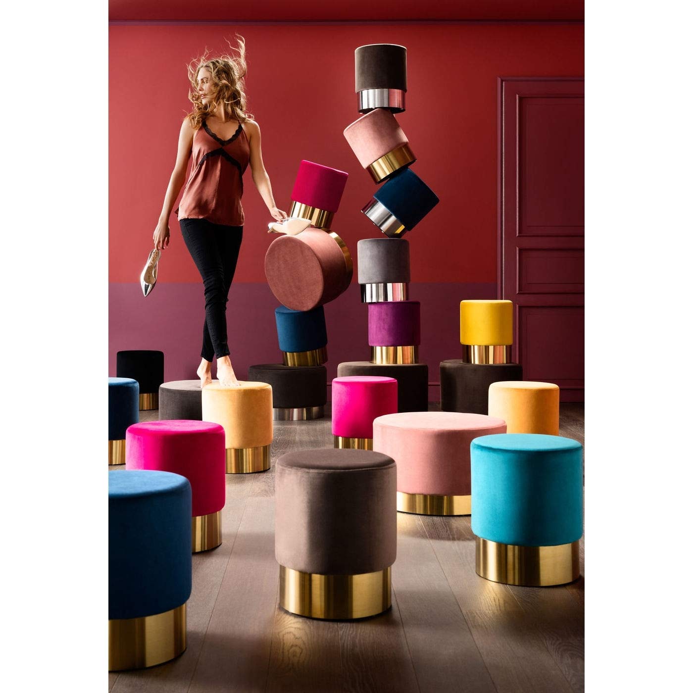 kare-design-cherry-brass-polsterhocker-samt-rose-rosegold-42x35x35-cm image 2