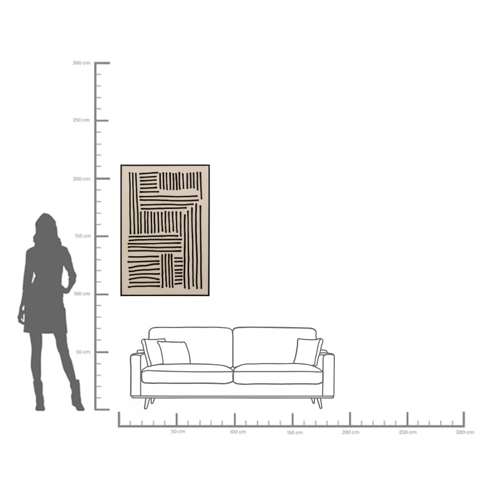 kare-design-artistic-line-leinwandbild-schwarz-wei-113x73x4-3-cm-mit-lfarbe-hand image 3