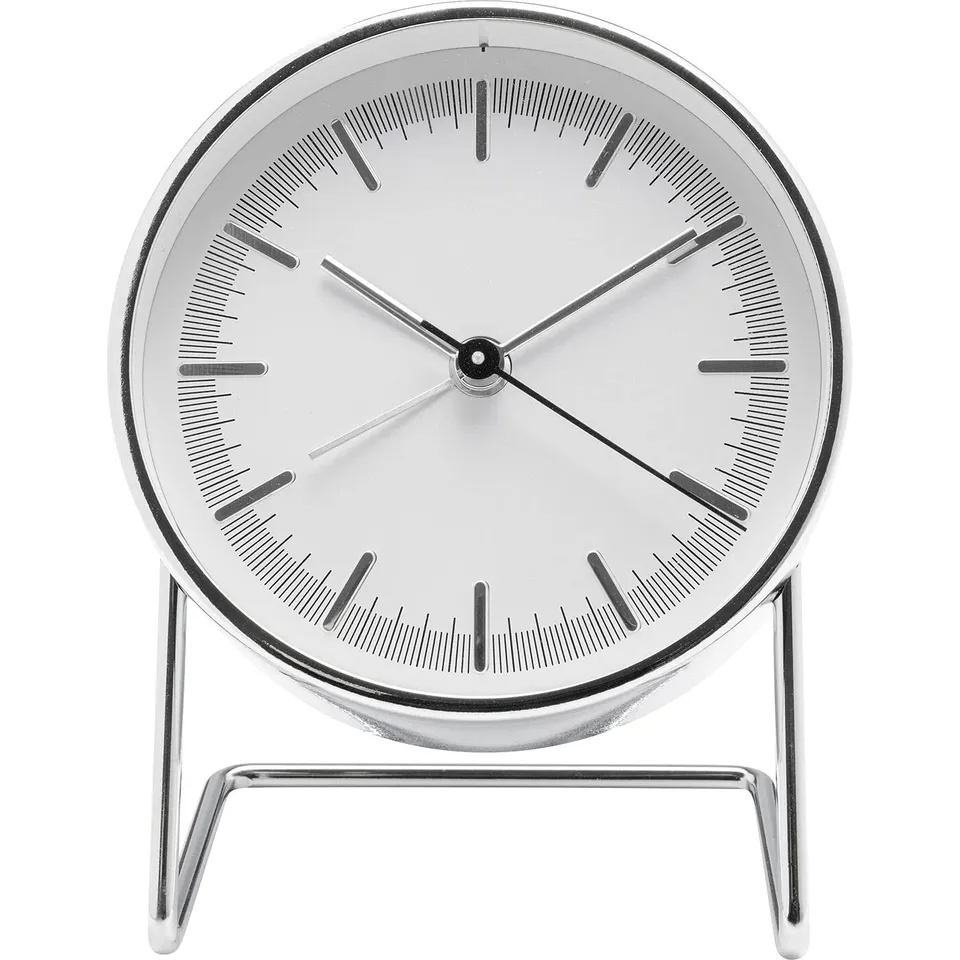 kare-design-wecker-levin-silber-12x10x7-cm-tischuhr-metall-quarz image 1