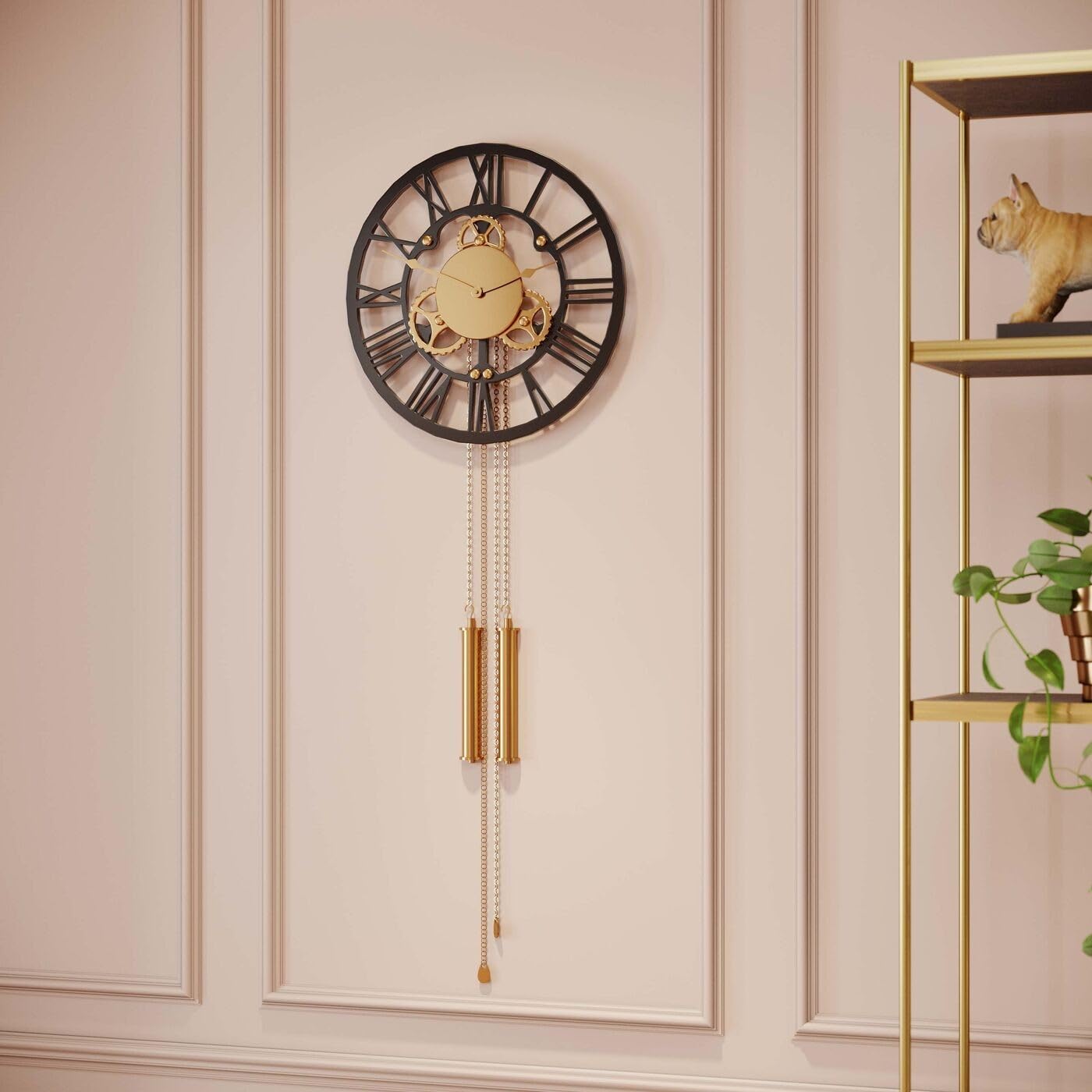 kare-design-wanduhr-clockwork-schwarz-gold-126x46-cm-xl-vintage-industrial image 2