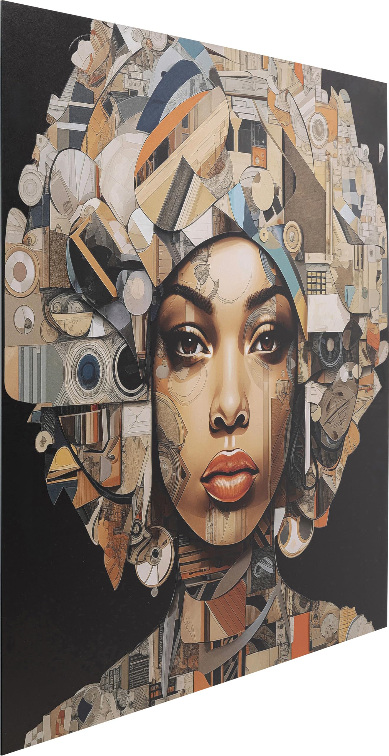 kare-design-3d-art-geo-woman-glasbild-80x80-cm-mehrfarbig-portrait image 2