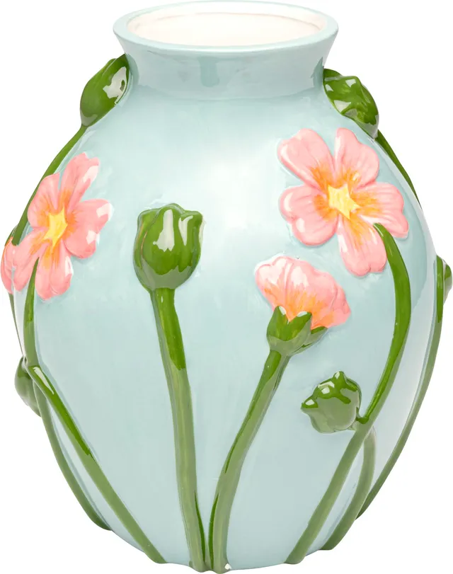 kare-design-vase-fleurs-27-cm-hellblau-dolomit-mit-3d-blumen image 1