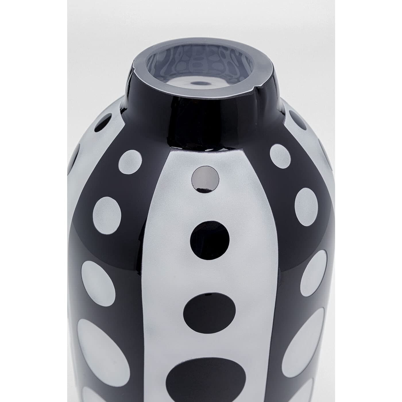 kare-design-brillar-vase-38-cm-schwarz-wei-gepunktet-glas image 5