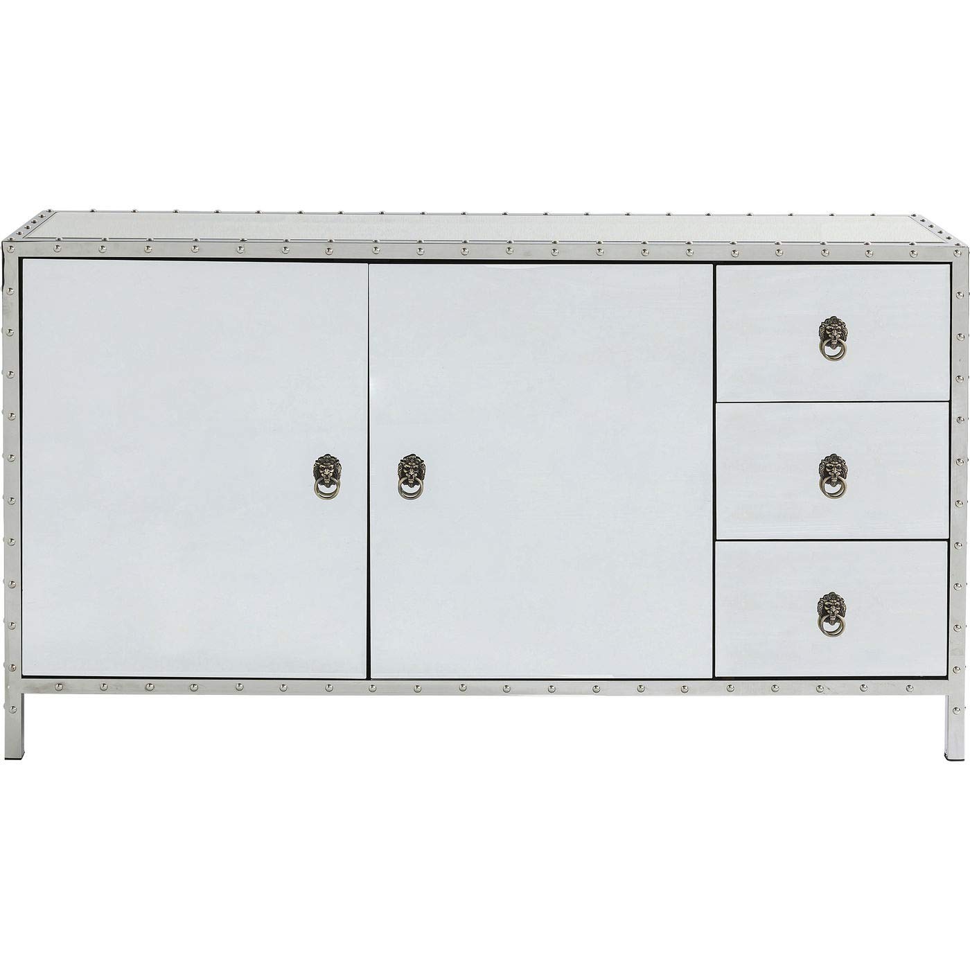 kare-design-sideboard-rivet-140-cm-verspiegelte-kommode-mit-nieten-und-l-wenkopf image 1