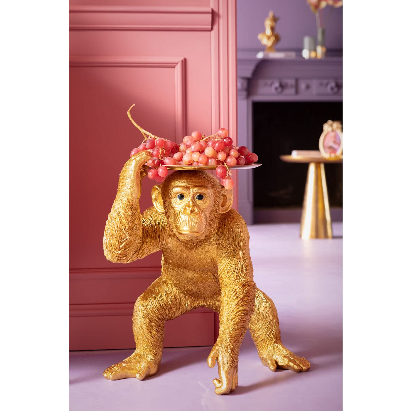 kare-design-butler-playing-chimp-deko-figur-gold-52-cm-mit-tablett image 2