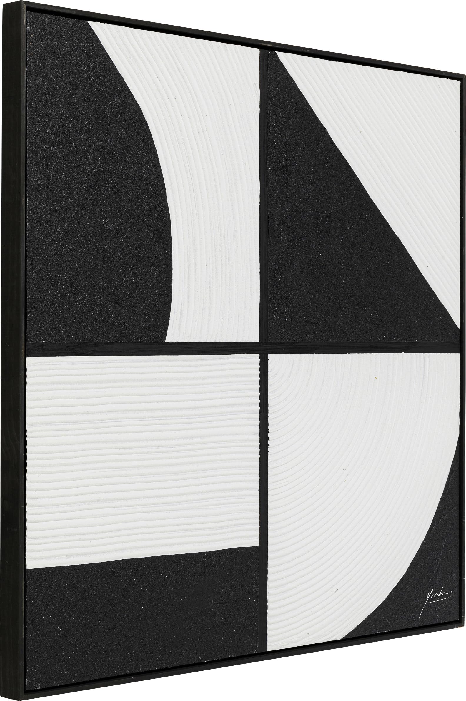 kare-design-bild-mit-rahmen-modulo-schwarz-wei-100x100cm-leinwandbild-abstrakt-m image 1
