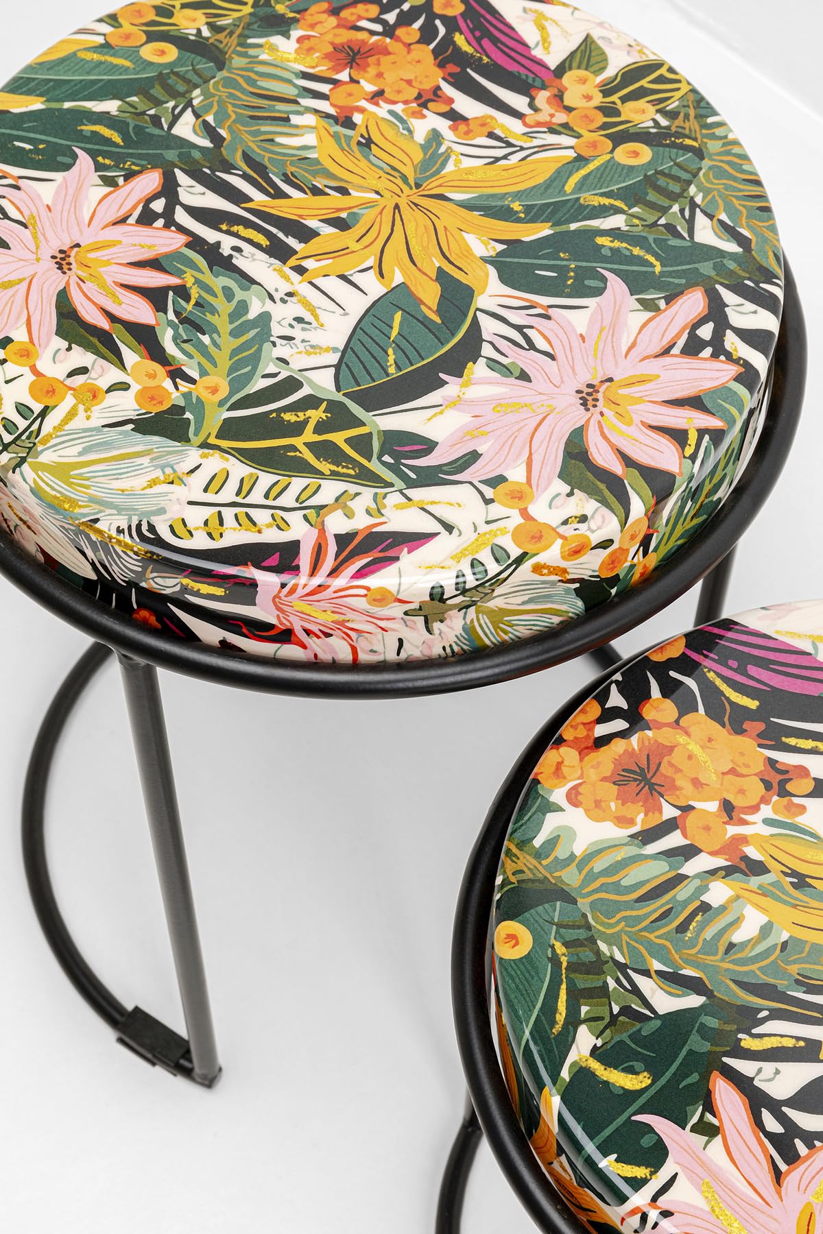 kare-design-jungle-beistelltisch-2er-set-rund-dschungel-motiv-mit-stahlgestell image 4