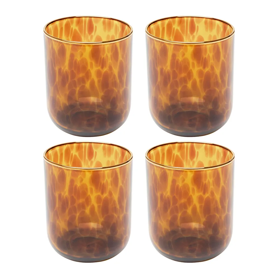 kare-design-glas-caramel-wasserglas-set-4-teilig-braun-430-ml-mit-goldrand image 1