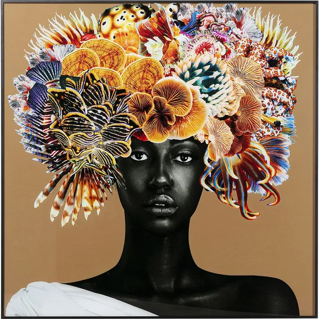 kare-design-bild-flower-hair-mehrfarbig-120x120-cm-alu-rahmen image 1