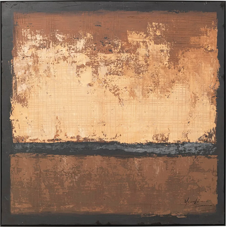 kare-design-silence-leinwandbild-120x120-cm-braun-mit-massivholz-rahmen image 1