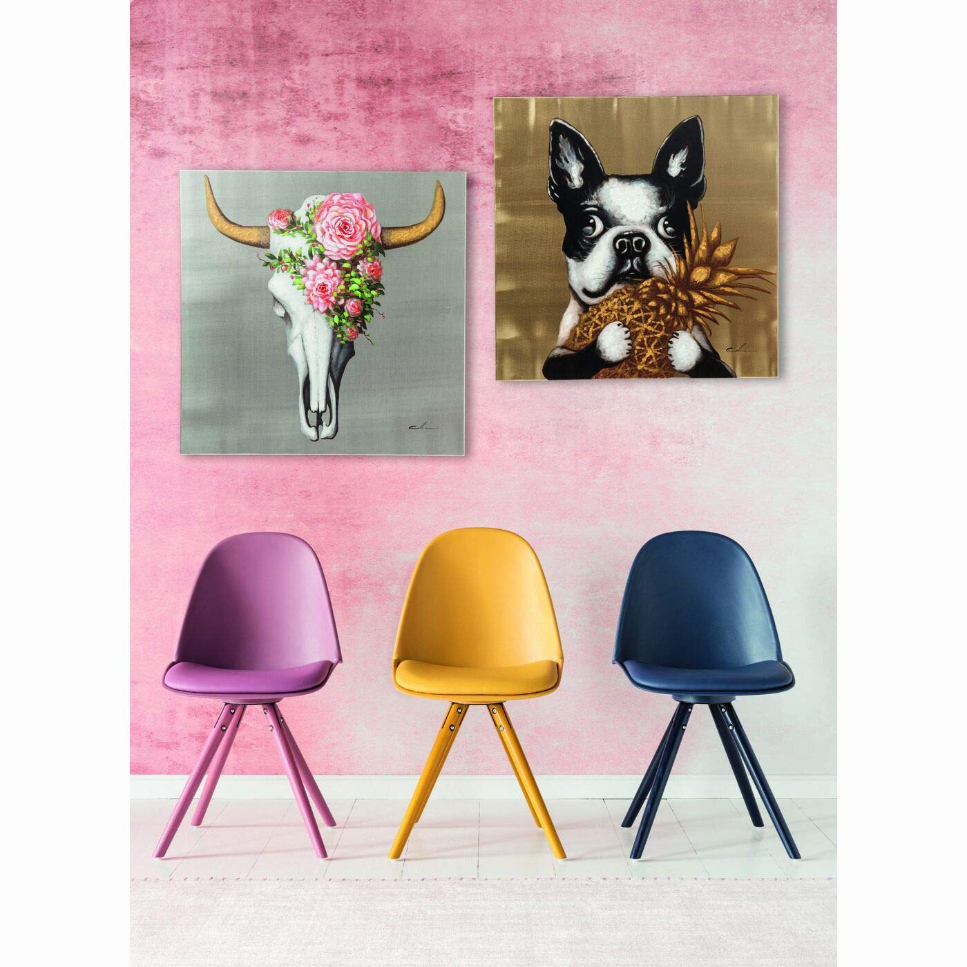 kare-design-bild-touched-dog-with-pineapple-gold-80x80x4-cm image 6