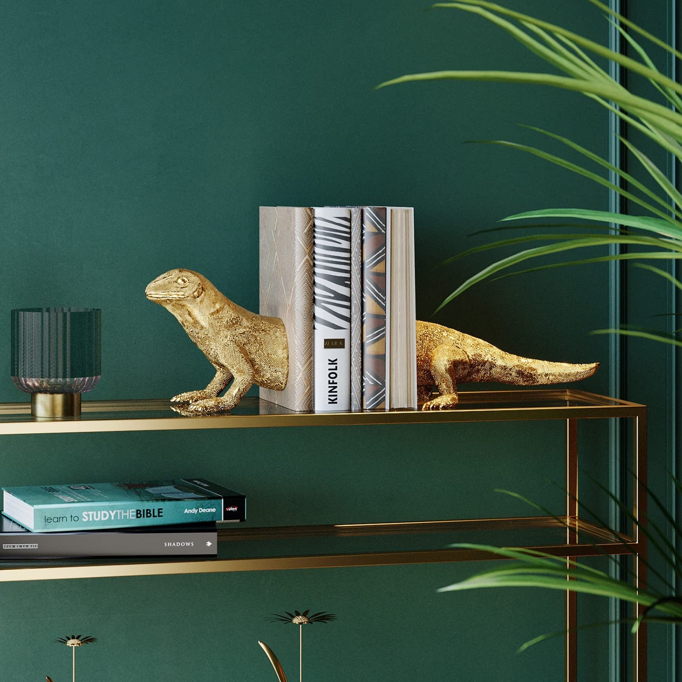 kare-design-buchst-tze-eidechse-gold-2er-set-kunststein-16-2x45x20cm image 2