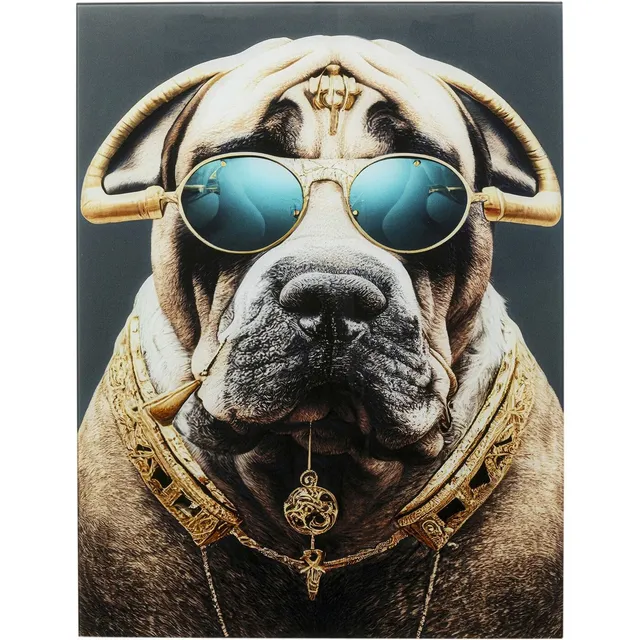 kare-design-wandbild-fashion-dog-bunt-80x60-cm-glasbild-esg-sicherheitsglas image 1