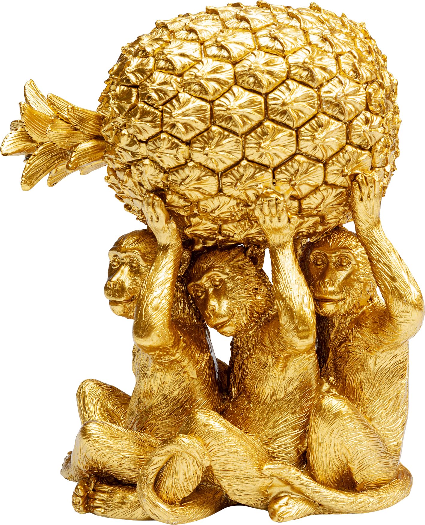 kare-design-deko-figur-pineapple-treasure-gold-16-cm-affen-mit-ananas-handbemalt image 3