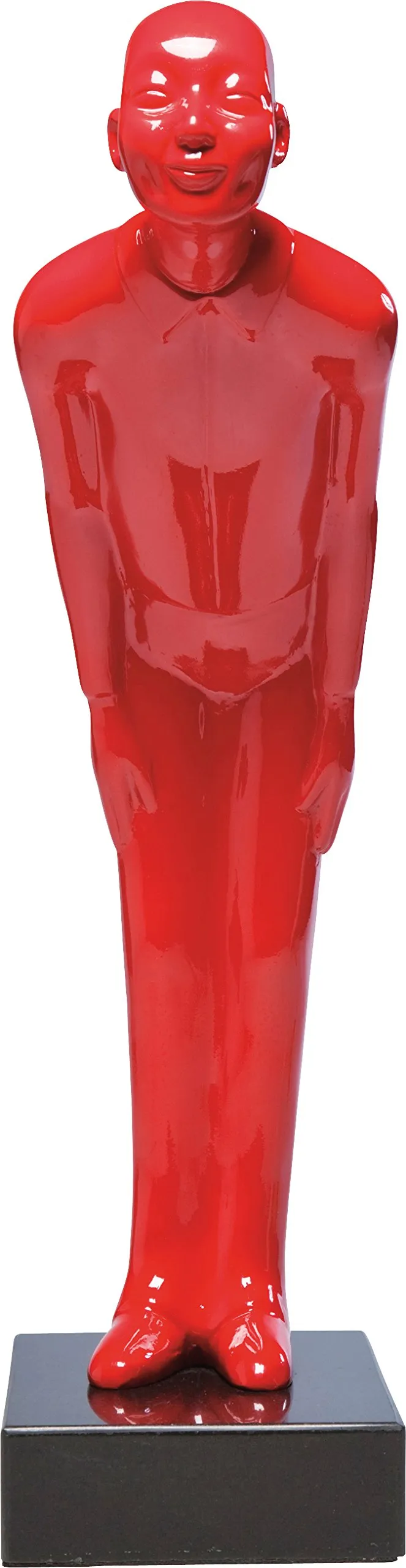 kare-design-welcome-guest-deko-figur-rot-fiberglas-auf-marmorsockel-46x13x20-cm image 1