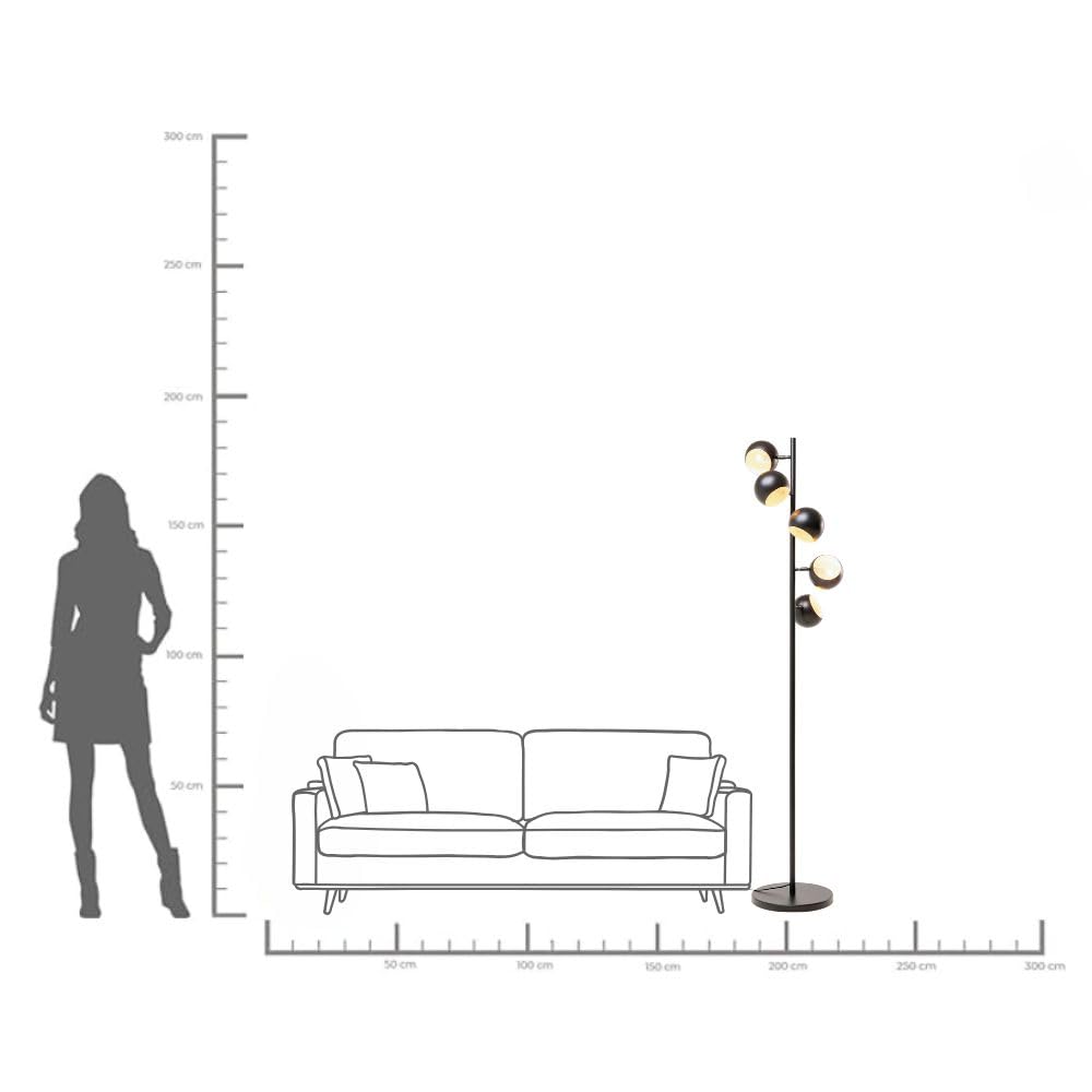 kare-design-calotta-stehleuchte-schwarz-5-flammige-designer-stehlampe-180-cm image 2
