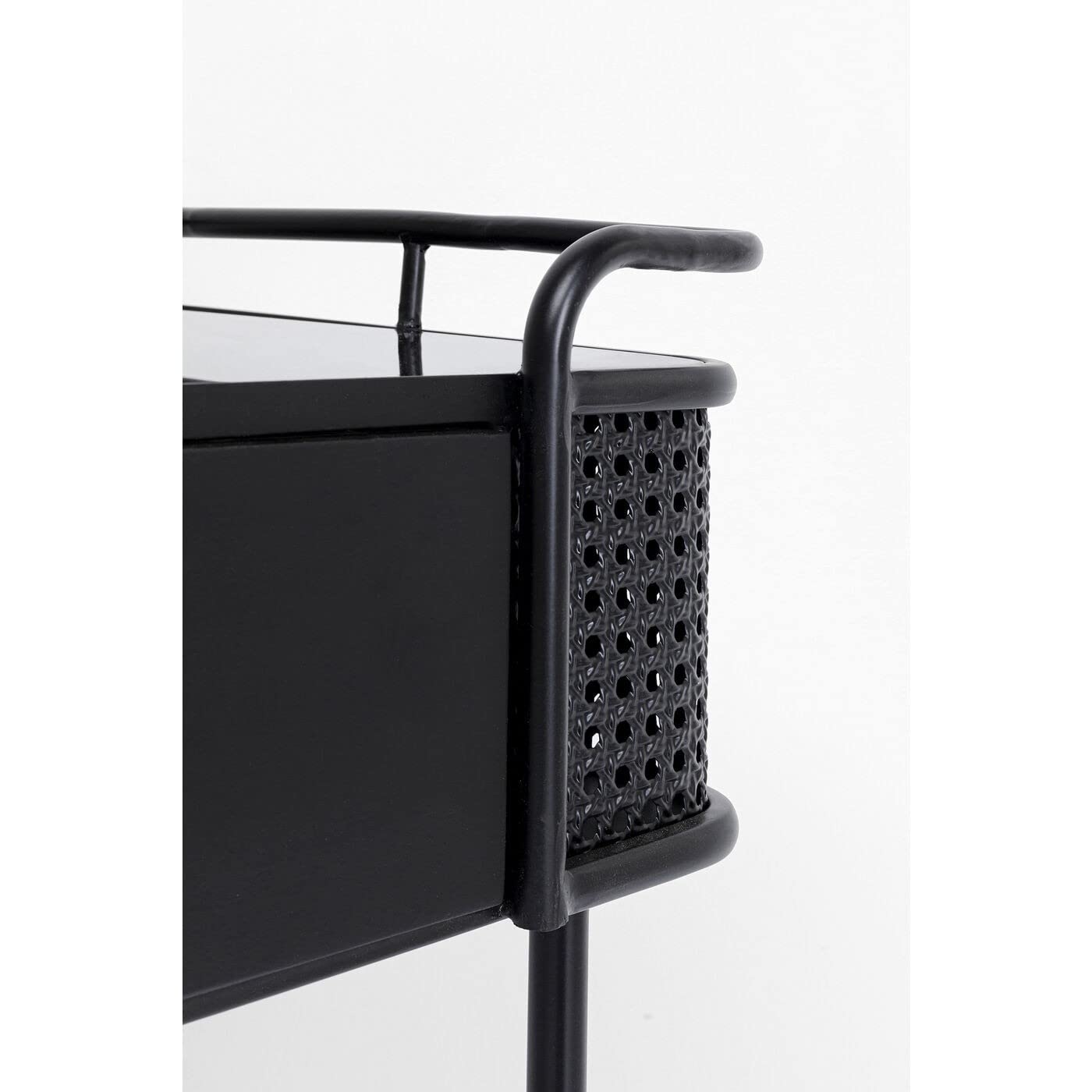 kare-design-fence-konsole-schwarz-120-cm-mit-glasplatte-und-2-schubladen image 3