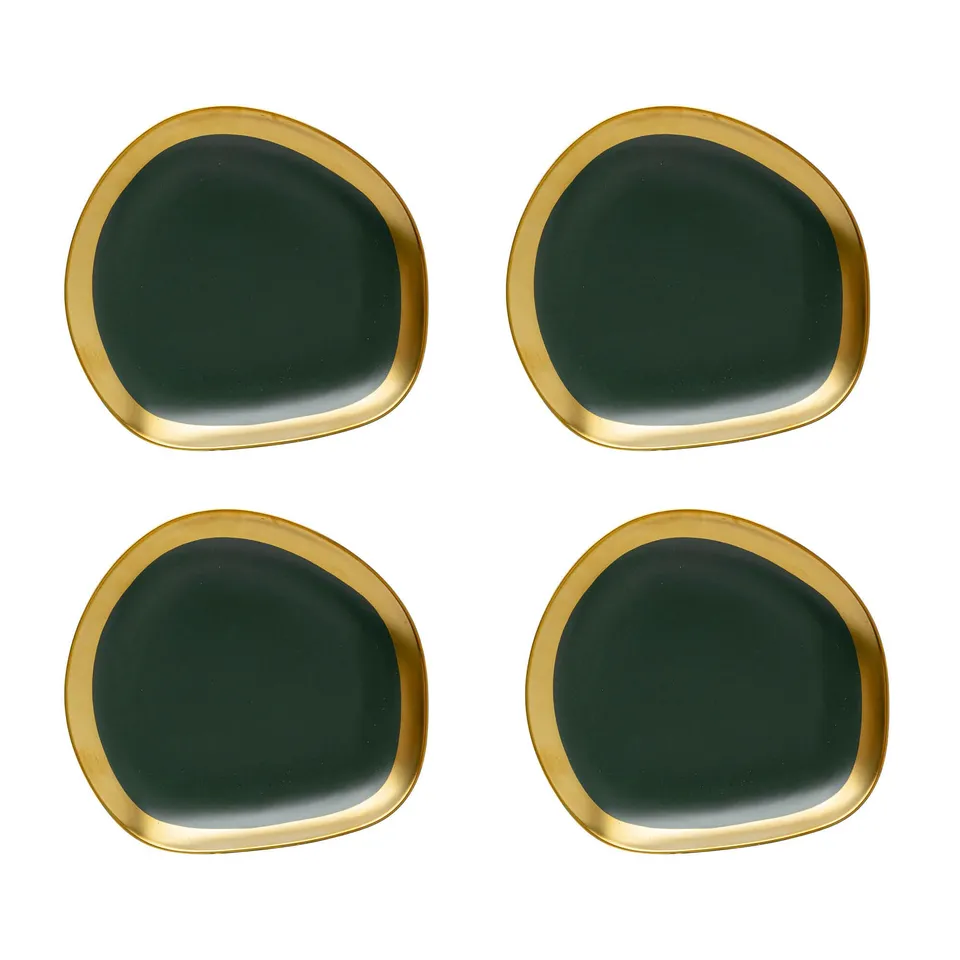 kare-design-dessertteller-vibrations-4-teilig-gr-n-gold-20-cm-steinzeug image 1