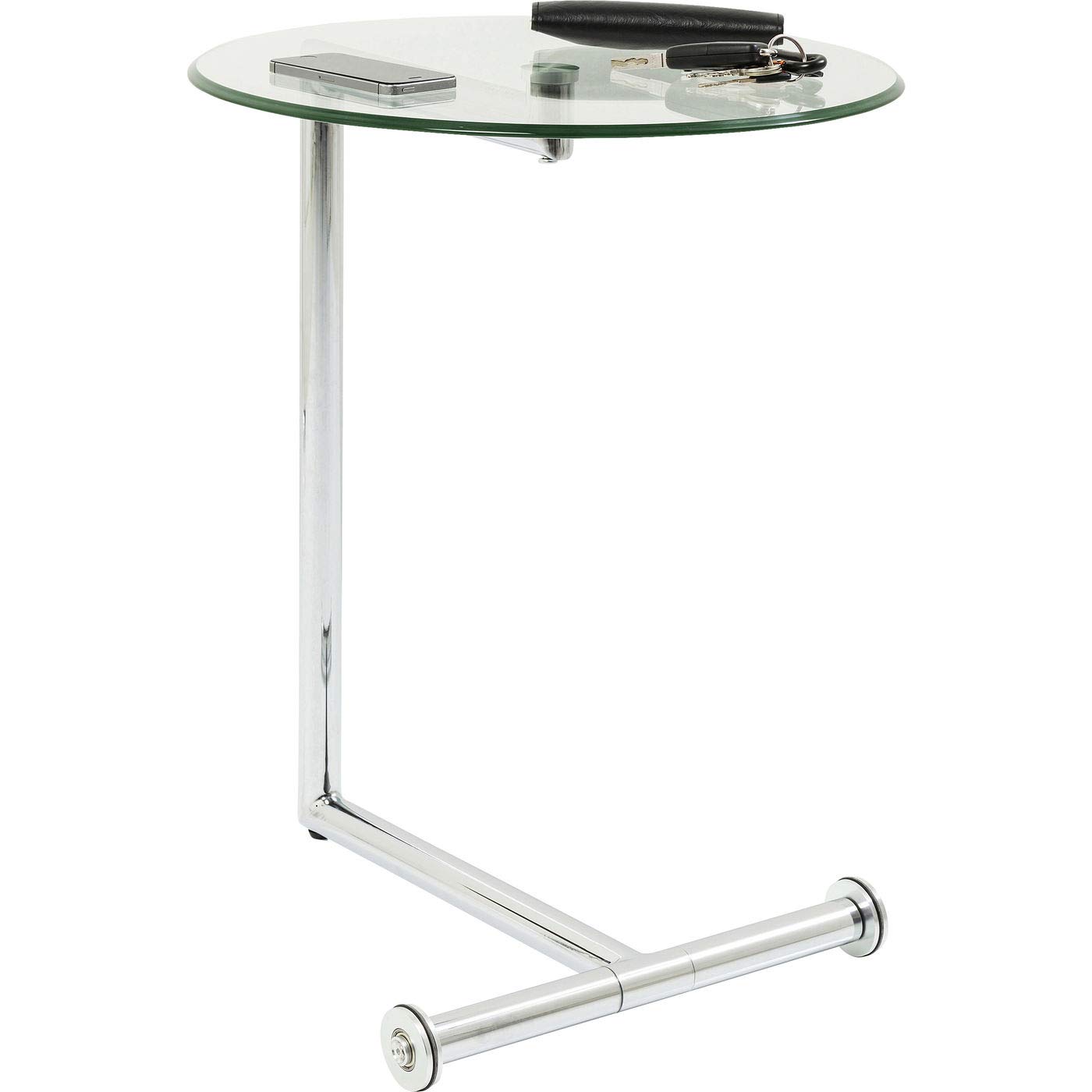 kare-design-beistelltisch-easy-living-chrom-rollbarer-glastisch-rund-63x46x46-cm image 1