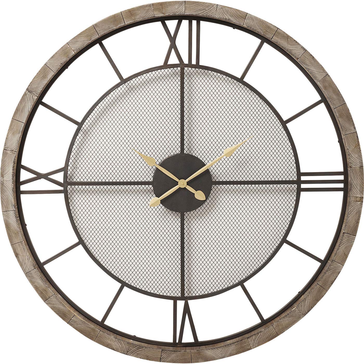 kare-design-wanduhr-village-grau-121-cm-massivholz-121x121x8-cm image 1