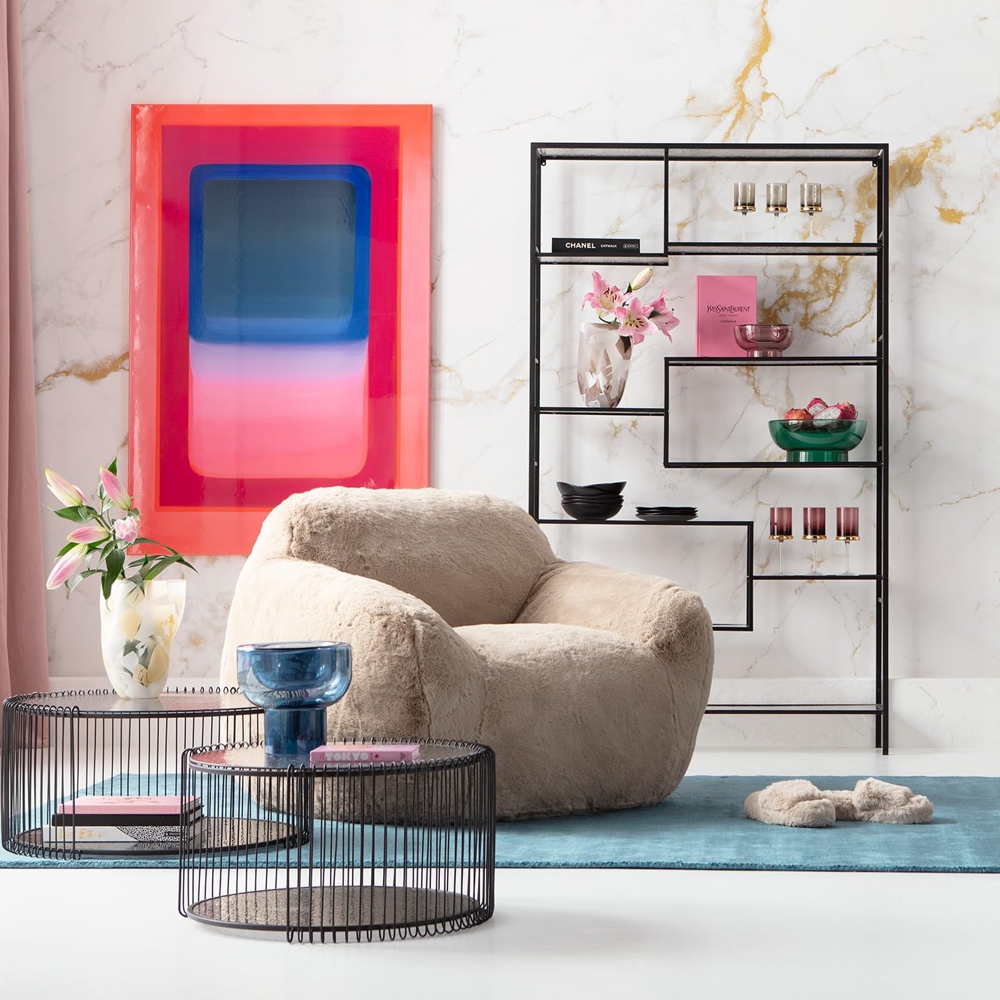 kare-design-sessel-mika-beige-lounge-sessel-kunstfell-81x115x105-cm image 2