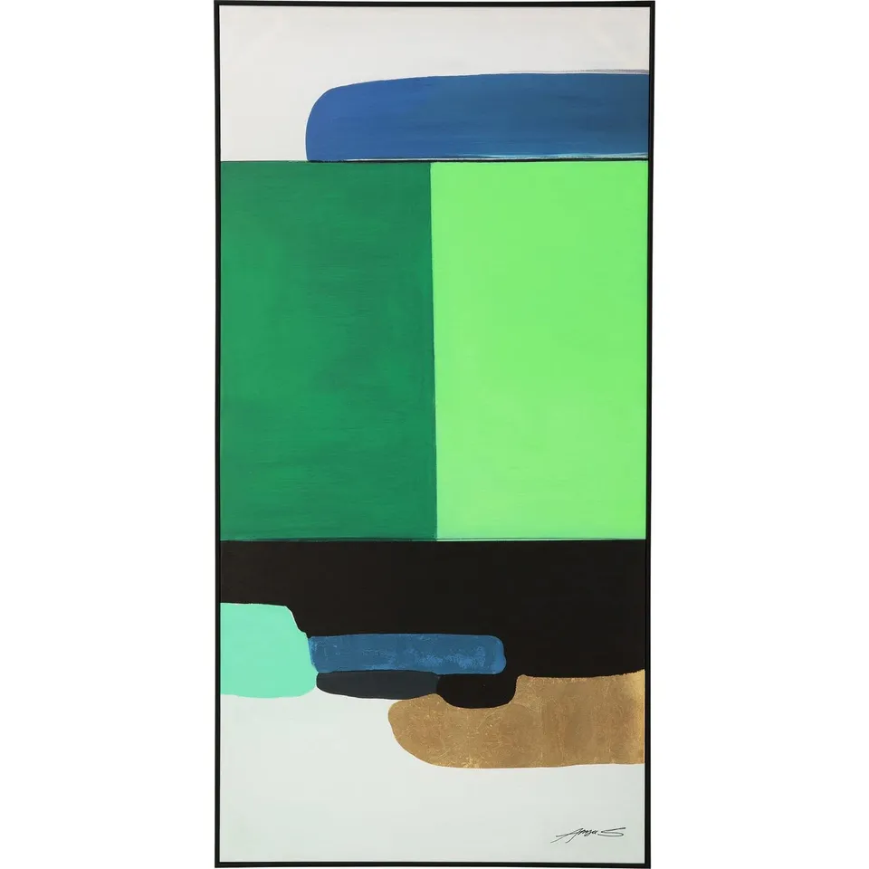 kare-design-bild-mit-rahmen-abstract-shapes-gr-n-73x143cm-leinwandbild-hochforma image 1