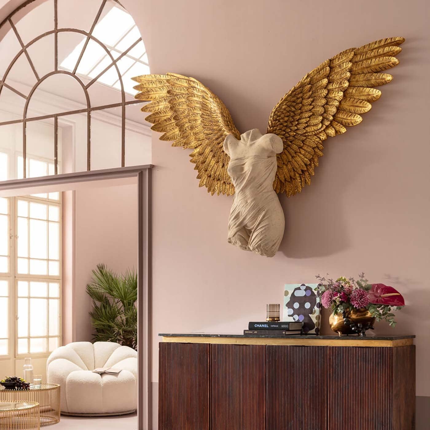 kare-design-wandschmuck-guardian-angel-female-gold-beige-140x203cm-xxl-skulptur- image 4