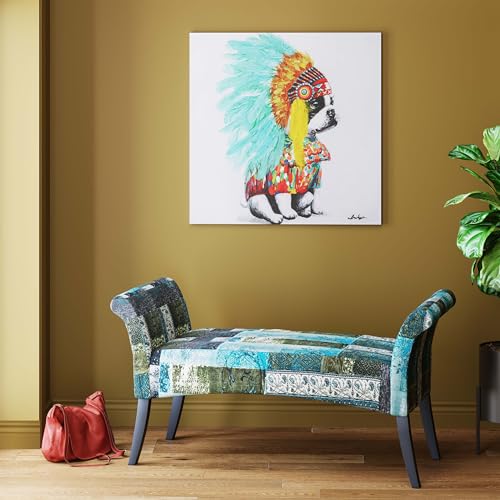 kare-design-headdress-dog-leinwandbild-80x80-cm-hund-mit-federschmuck image 8
