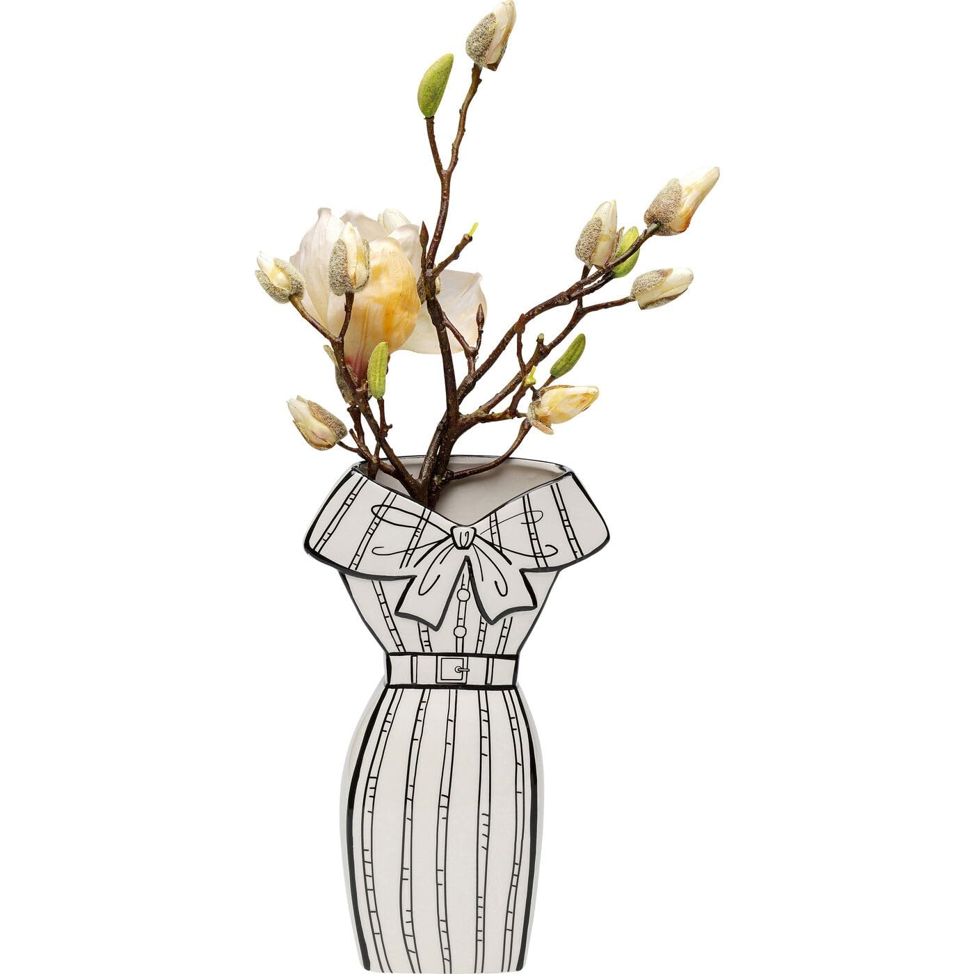 kare-design-vase-ladies-dress-blumenvase-keramik-schwarz-wei-31x18x8-cm image 4