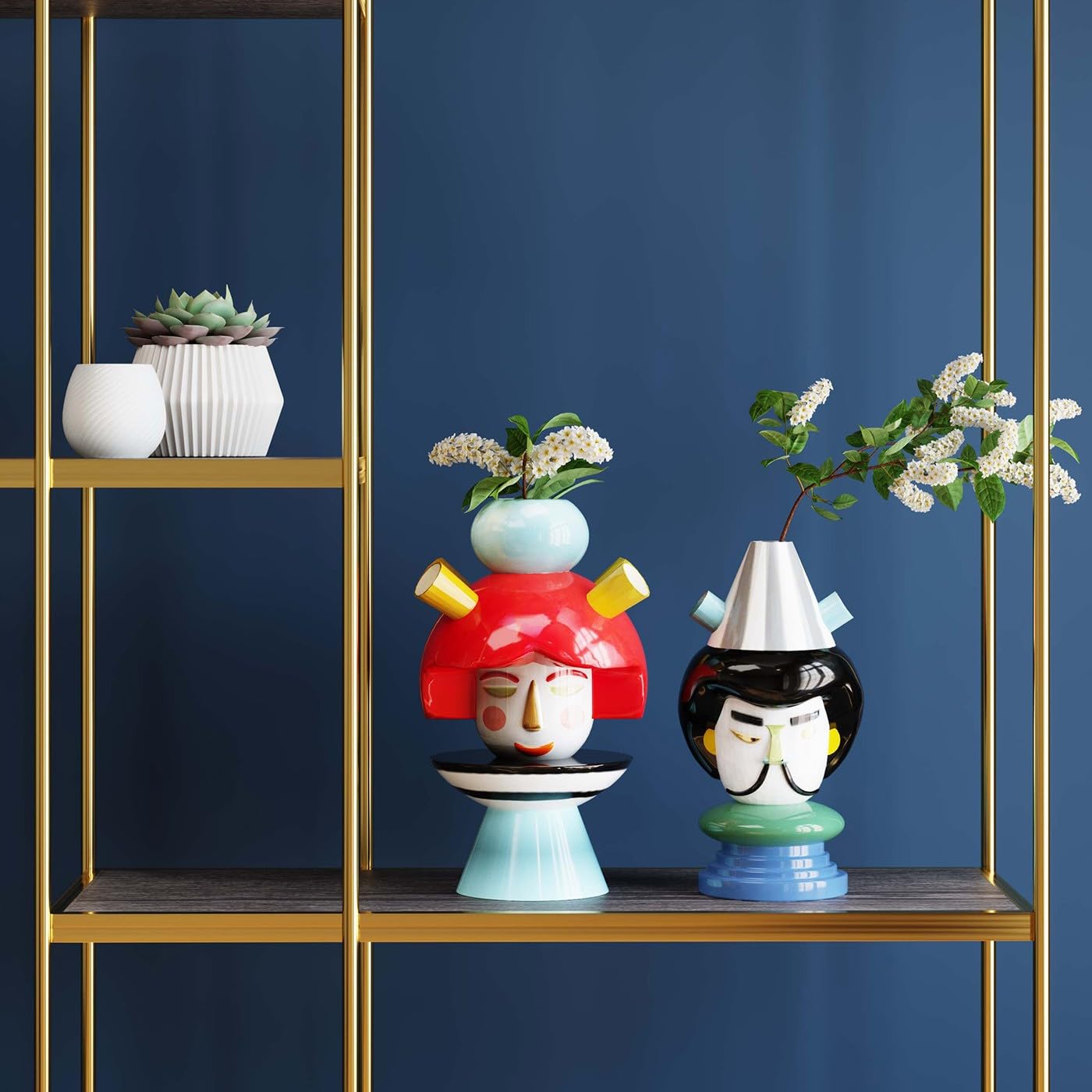 kare-design-deko-vase-puppet-boy-36-cm-keramik-b-ste-bunt-mit-gold image 3