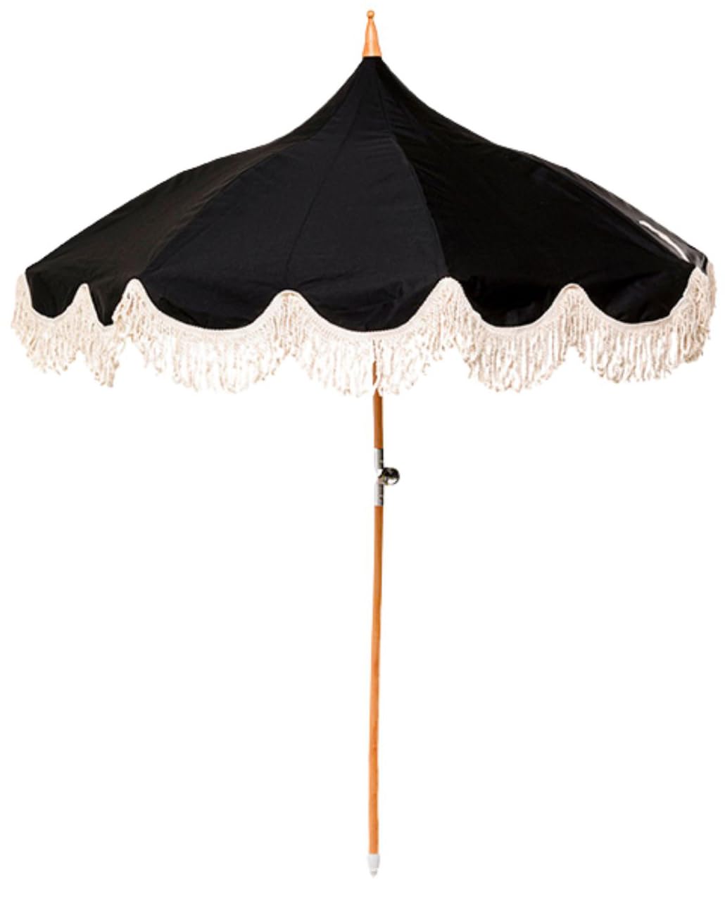 kare-design-sonnenschirm-temple-schwarz-strandschirm-d200-cm-mit-fransen image 1