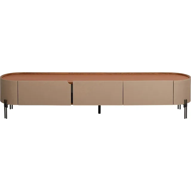 kare-design-tango-lowboard-beige-orange-lederoptik-mit-3-schubladen-200x41-cm image 1