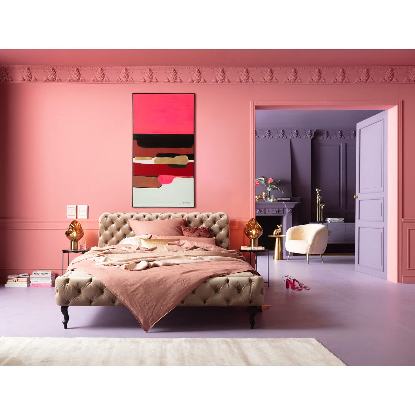 kare-design-gerahmtes-bild-abstract-shapes-pink-73x143cm-leinwandbild-abstrakt image 4