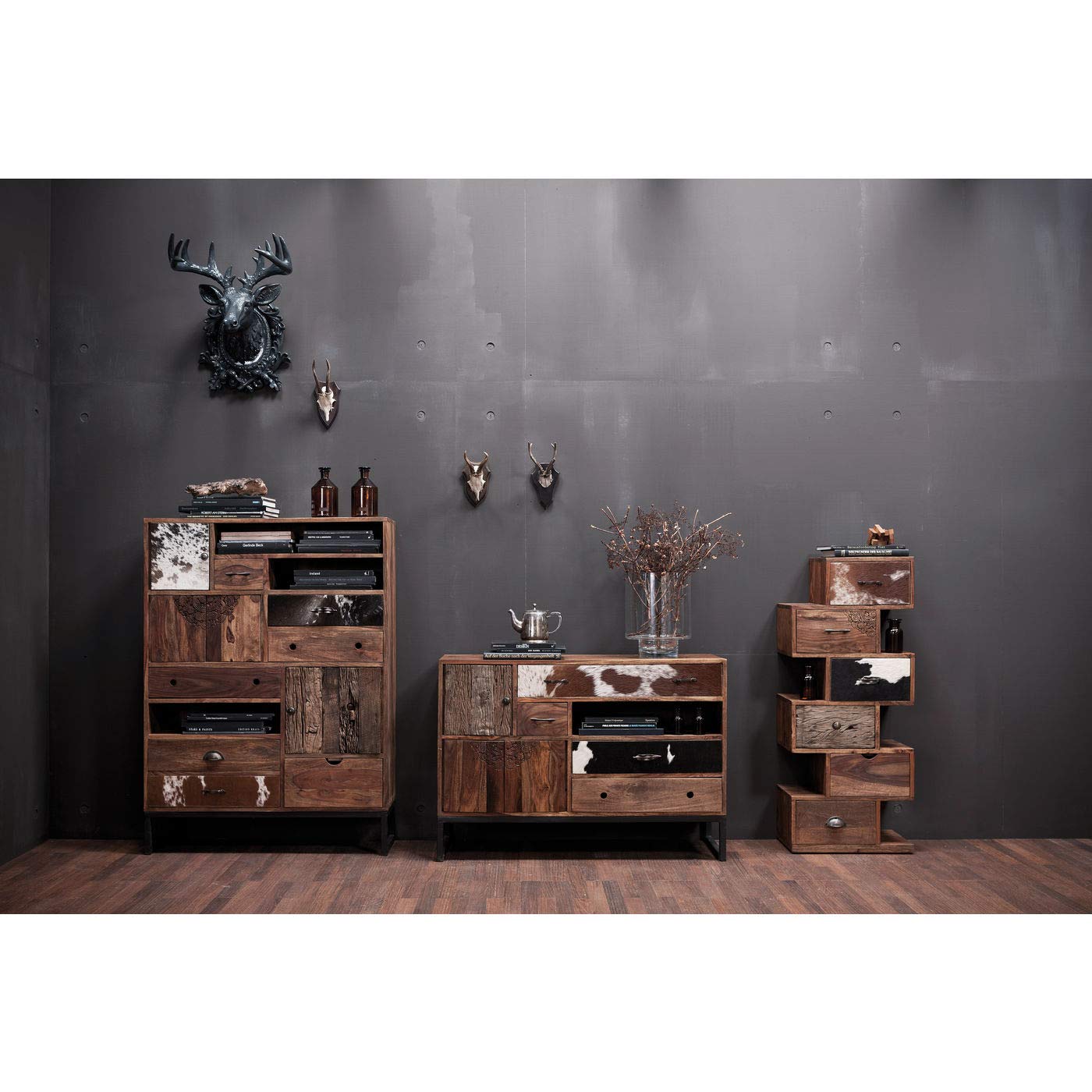 kare-design-hochkommode-rodeo-zick-zack-braun-120-x-50-x-30-cm image 2