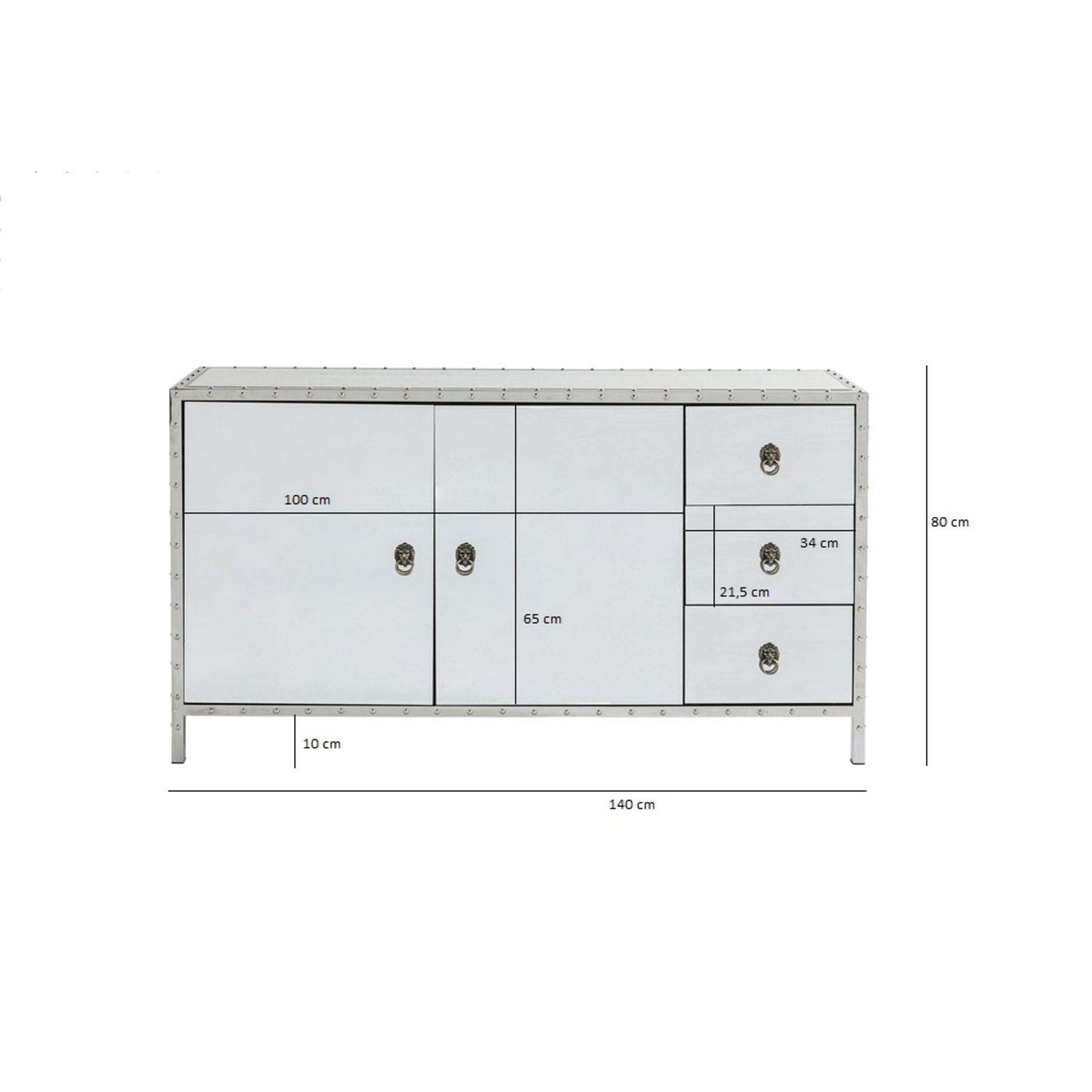 kare-design-sideboard-rivet-140-cm-verspiegelte-kommode-mit-nieten-und-l-wenkopf image 7