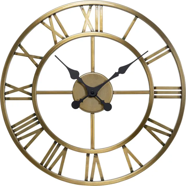 kare-design-wanduhr-roman-brass-41cm-schwarz-gold-mit-r-mischen-ziffern image 1