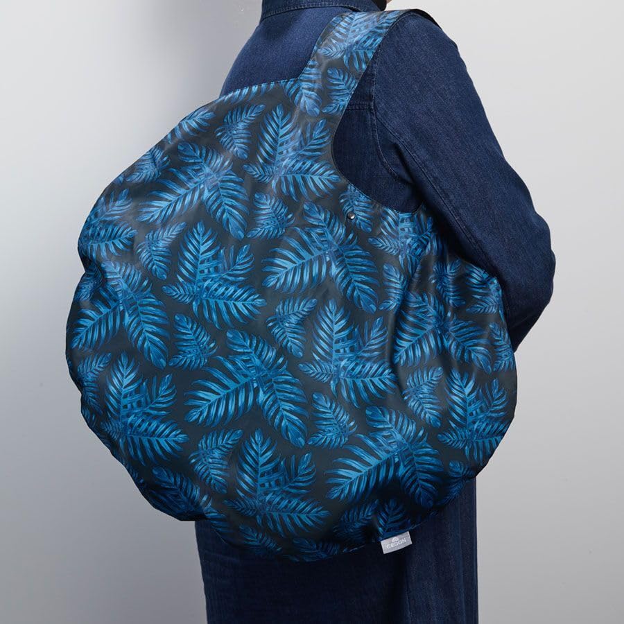 cedon-shopper-philodendron-blue-faltbare-einkaufstasche image 3