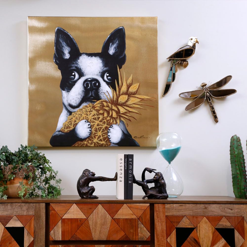 kare-design-bild-touched-dog-with-pineapple-gold-80x80x4-cm image 2