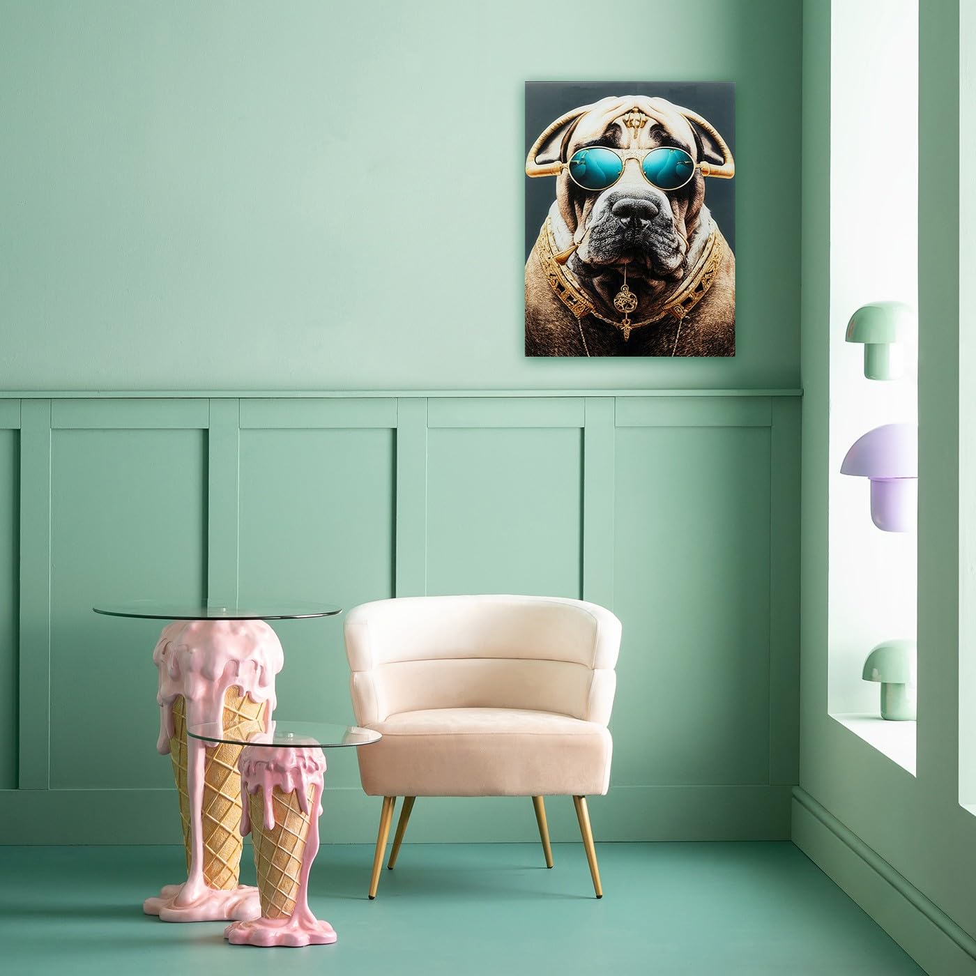 kare-design-wandbild-fashion-dog-bunt-80x60-cm-glasbild-esg-sicherheitsglas image 2