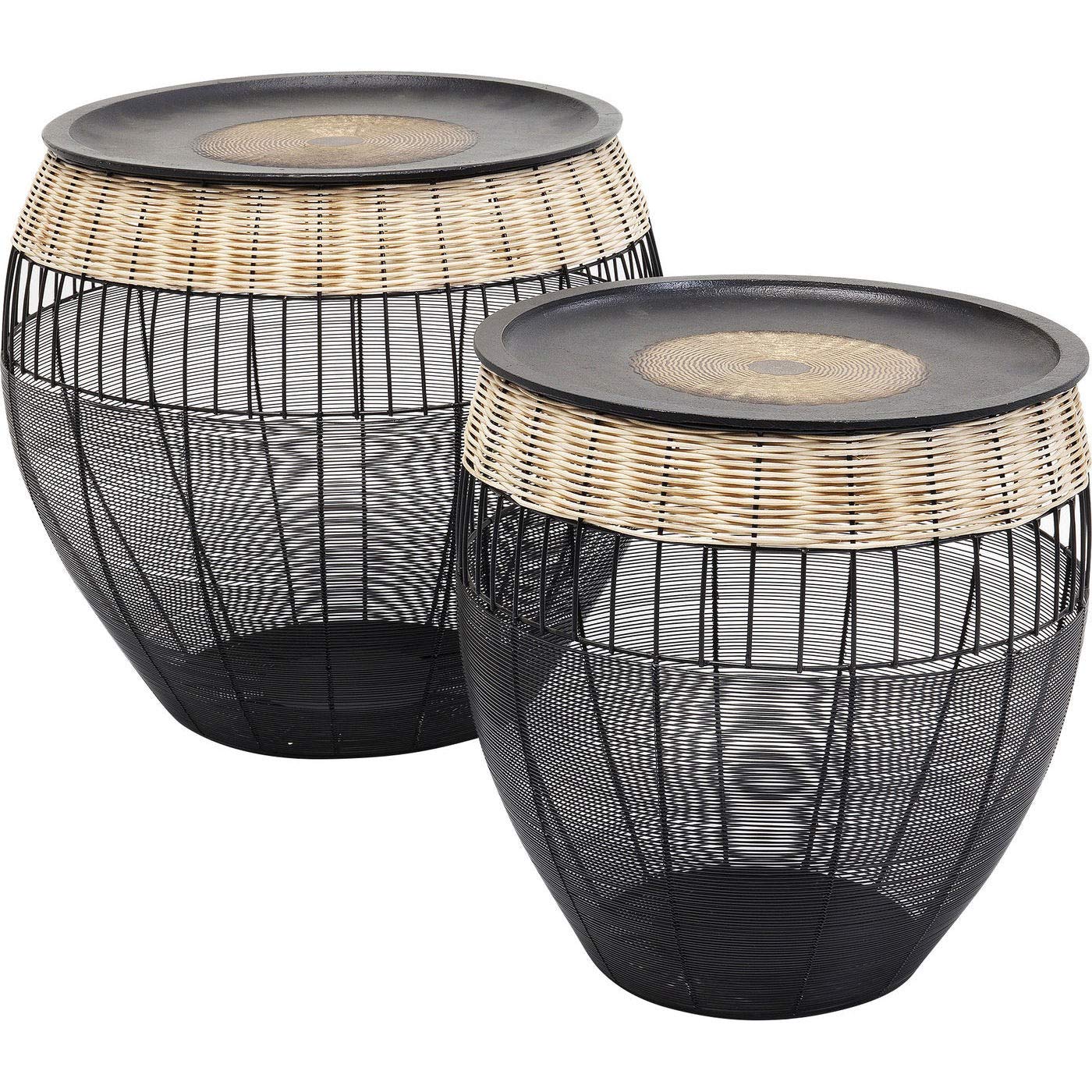 kare-design-african-drums-beistelltisch-2er-set-schwarz-braun-48x46x46-cm image 1